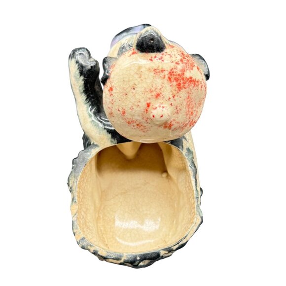 Vintage Ceramic Dog With Hat & Pouch Planter Hand-Painted Crackle Glaze - Picture 5 of 6